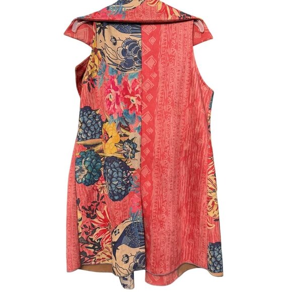 Feratelli Sleeveless Patchwork Vest Multicolor Floral Abstract Open Front M - Picture 2 of 13